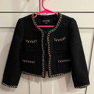 Black Tweed Jacket with Gold Chain Trim size 110/56 (US size 4-5)